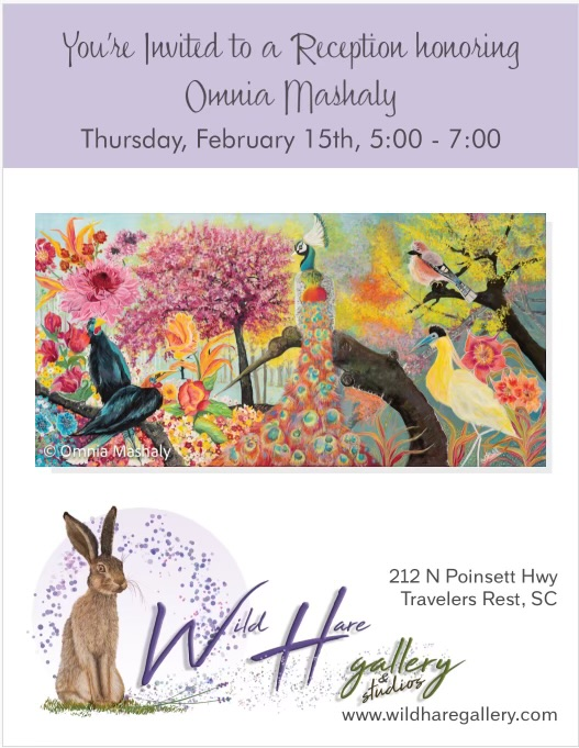 a poster of a painting of birds and a rabbit